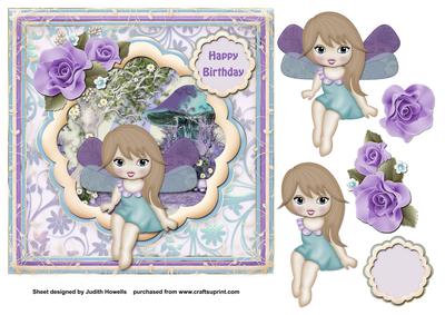 Pretty Fairy Girl in Scalloped Frame Card Front