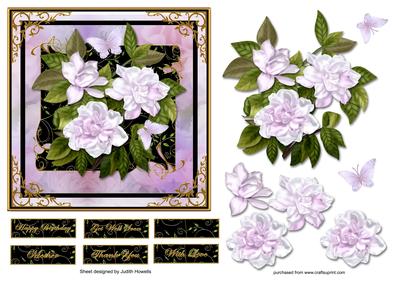 Lilac Gardenia Flowers Square Card Front