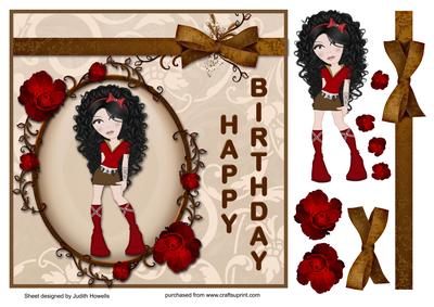 Modern Girl Large Birthday Card Front
