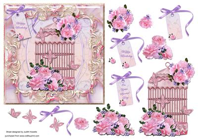 Bird Cage and Roses Card Front