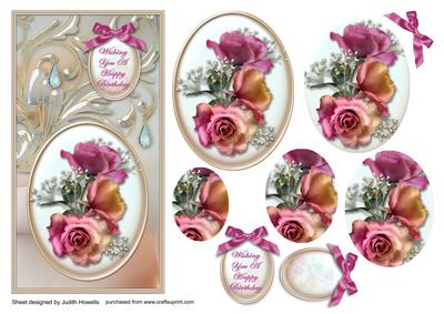 Rose Spray Pyramid Tall Card Front