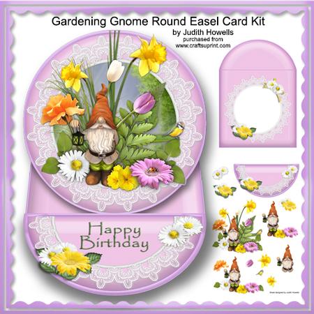 Gardening Gnome Round Easel Card Kit
