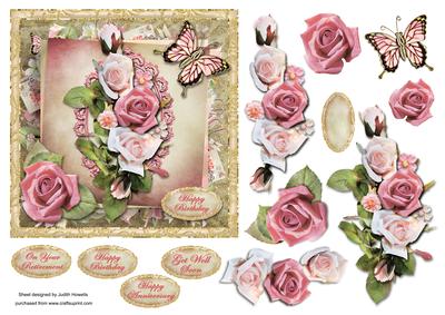 Vintage Roses Square Card Front