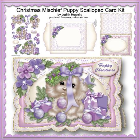 Christmas Mischief Puppy Scalloped Card Kit