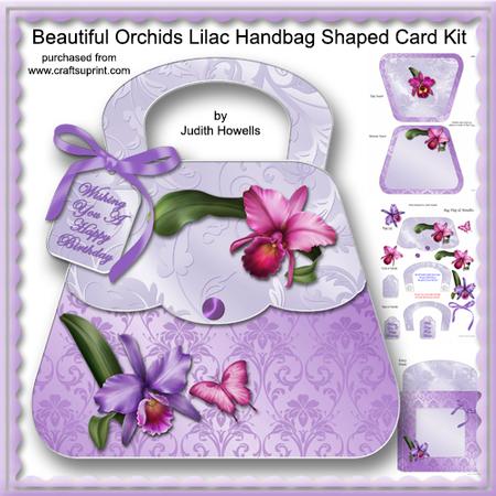 Beautiful Orchids Lilac Handbag Shaped Card Kit
