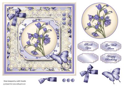Bluebells and Lace Square Card Front