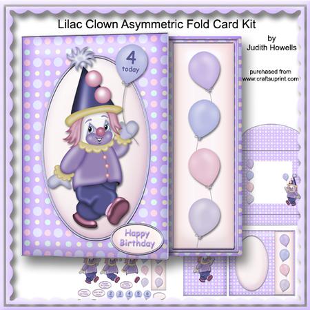 Lilac Clown Asymmetric Fold Card Kit