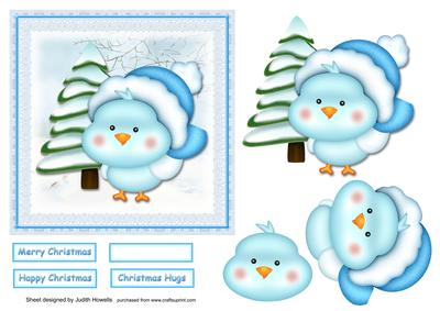 Cute Christmas Bird Square Card Front