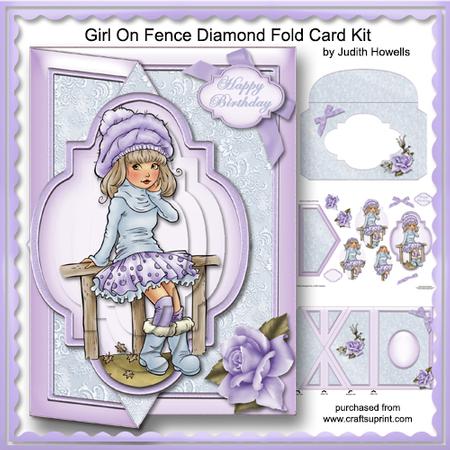 Girl on Fence Diamond Fold Card Kit