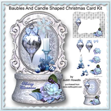 Baubles and Candle Shaped Christmas Card Kit