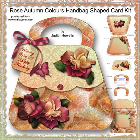 Rose Autumn Colours Handbag Shaped Card Kit