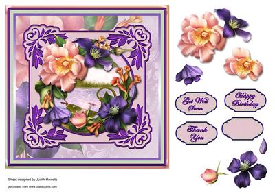 Pink and Purple Summer Blooms Card Front