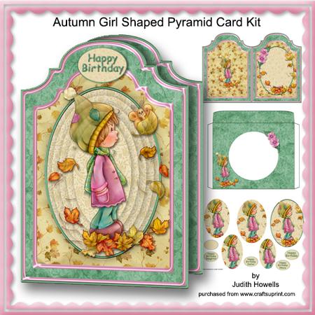 Autumn Girl Shaped Pyramid Card Kit