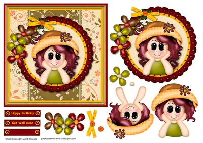 Bright Girl in Scalloped Frame Card Front
