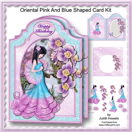 Oriental Pink and Blue Shaped Card Kit