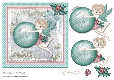 Fairy with Christmas Ornament Card Front