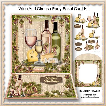 Wine and Cheese Party Easel Card Kit