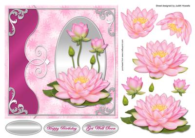 Pink Water Lilies Side Border Card Front