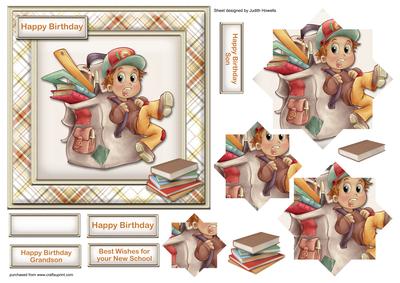 Boy with School Bag Star Pyramid Card Front