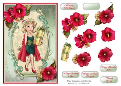 Lady with Gift Large Card Front