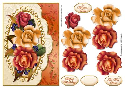 Amber Roses Envelope Style Card Front