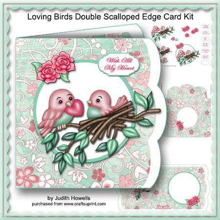 Loving Birds Double Scalloped Edge Card Kit