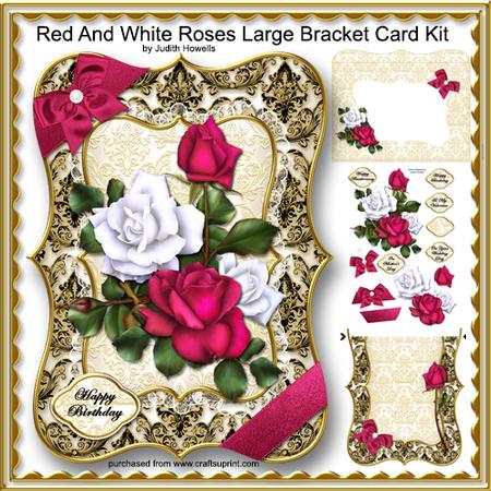 Red and White Roses Large Bracket Card Kit