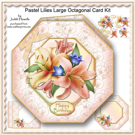 Pastel Lilies Large Octagonal Card Kit