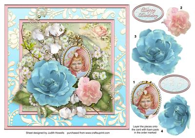 Blue and Pink Cluster Large Card Front