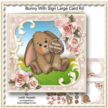 Bunny with Sign Large Card Kit
