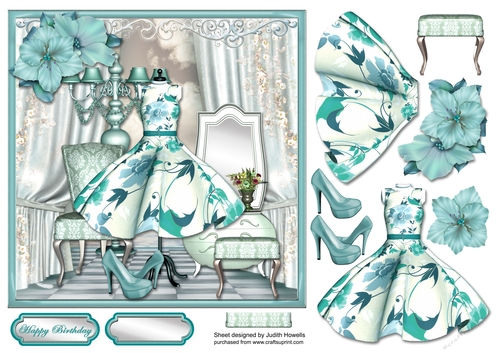 Ladies Room Teal Square Card Front