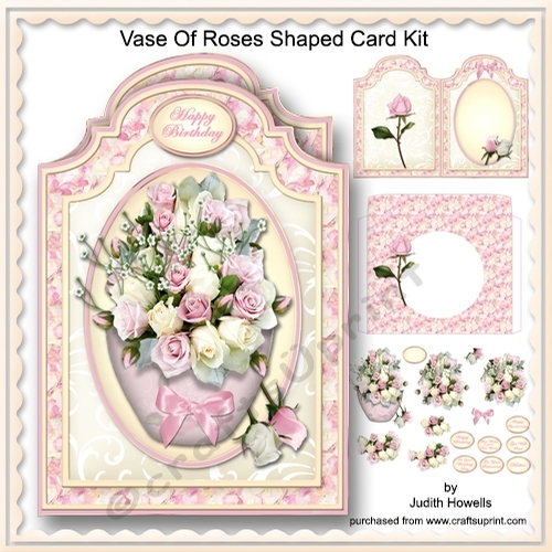 Vase Of Roses Shaped Card Kit