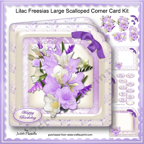 Lilac Freesias Large Scalloped Corner Card Kit