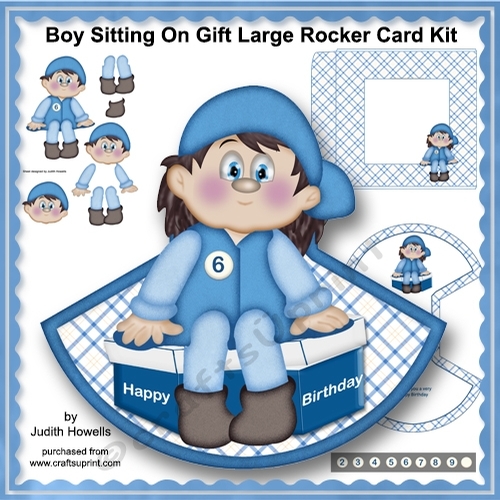 Boy Sitting On Gift Large Rocker Card Kit
