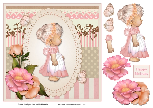 Sweet Girl In Pink Large Square Card Front