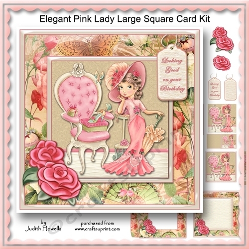 Elegant Pink Lady Large Square Card Kit