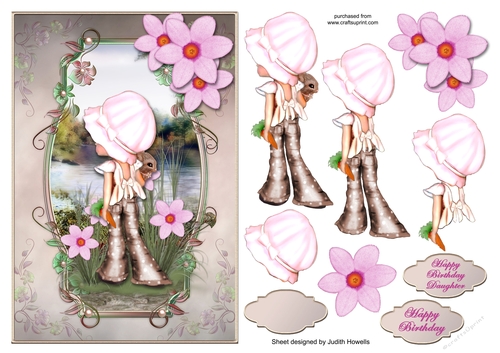 Pink Hat Girl Large Card Front