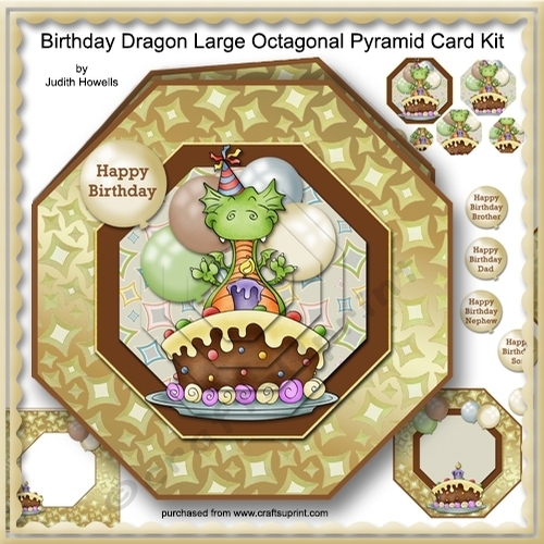 Birthday Dragon Large Octagonal Pyramid Card Kit