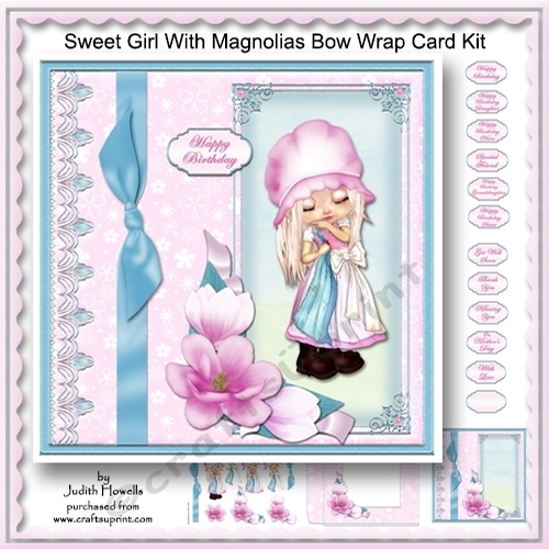 Sweet Girl With Magnolias Bow Wrap Card Kit