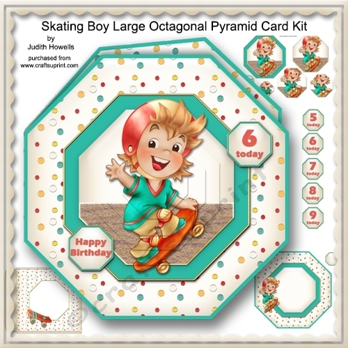 Skating Boy Large Octagonal Pyramid Card Kit