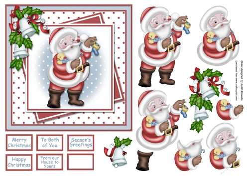 Santa Offset Panels Christmas Card Front