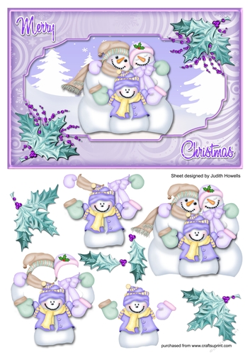 Snow Family Large Christmas Card Front