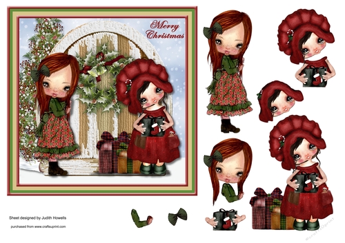 Girls With Gifts Square Christmas Card Front