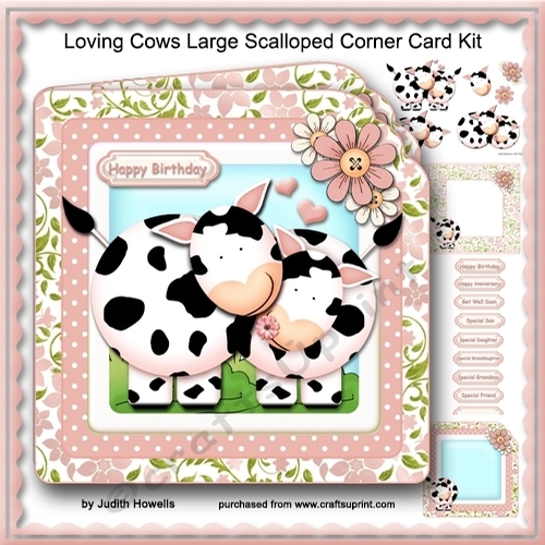 Loving Cows Large Scalloped Corner Card Kit