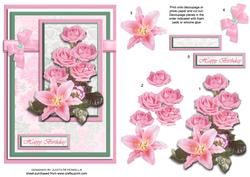 Mint and Pink Rose Bouquet