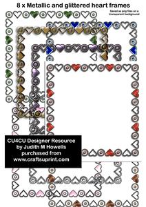 8 x Metallic Heart Frames