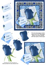 Blue Rose on Lace