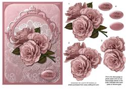 Deep Pink Roses and Embroidery