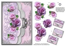 Lilac Roses 2 Way Envelope Card