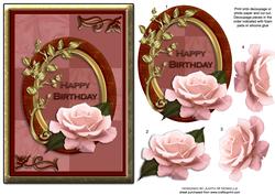Pink Rose with Rosewood and Gold